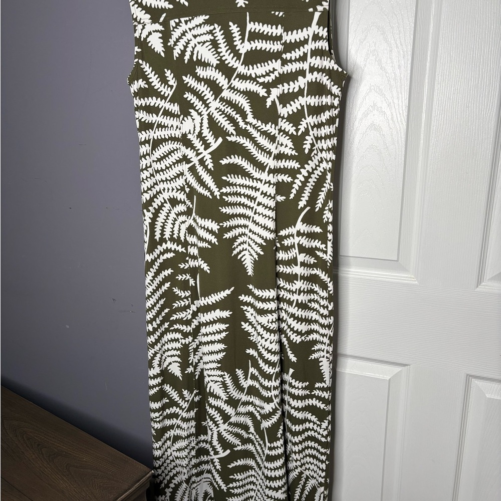 Talbots Olive Green White Button Front Sleeveless… - image 7